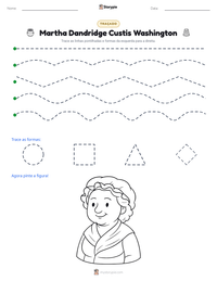 Prévia da folha de atividades imprimível Martha Dandridge Custis Washington