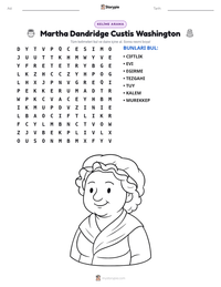Martha Dandridge Custis Washington yazdırılabilir çalışma sayfası önizlemesi