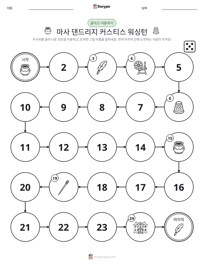 주사위 굴리고 이동하기 게임