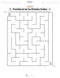 Vista previa de la hoja de trabajo imprimible de Presidencia de los Estados Unidos