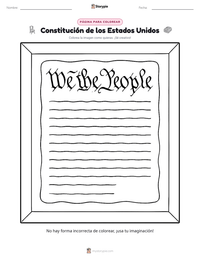 Página para colorear de Constitución de los Estados Unidos para niños