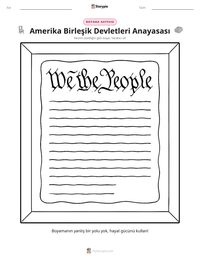 Amerika Birleşik Devletleri Anayasası yazdırılabilir çalışma sayfası önizlemesi