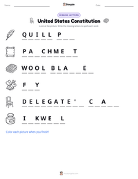 United States Constitution printable worksheet preview