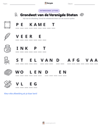 Grondwet van de Verenigde Staten afdrukbare werkblad voorbeeld