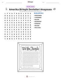 Amerika Birleşik Devletleri Anayasası yazdırılabilir çalışma sayfası önizlemesi