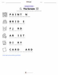 The Scream printable worksheet preview