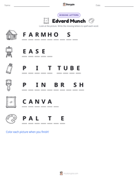 Edvard Munch printable worksheet preview