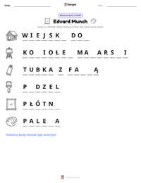 Podgląd drukowalnego arkusza ćwiczeń Edvard Munch