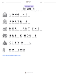 Oslo printable worksheet preview