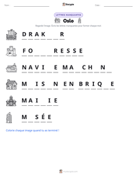 Aperçu de la feuille de travail imprimable Oslo