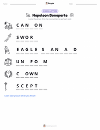 Napoleon Bonaparte printable worksheet preview