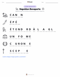 Aperçu de la feuille de travail imprimable Napoléon Bonaparte