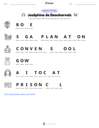 Joséphine de Beauharnais printable worksheet preview