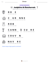 Aperçu de la feuille de travail imprimable Joséphine de Beauharnais