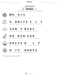 Corsica printable worksheet preview