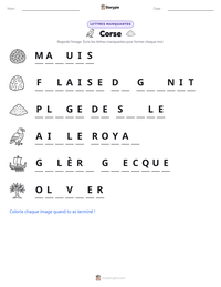 Aperçu de la feuille de travail imprimable Corse