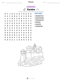 Corsica afdrukbare werkblad voorbeeld