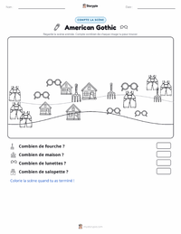 Aperçu de la feuille de travail imprimable American Gothic