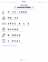 American Gothic printable worksheet preview