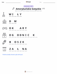 Podgląd drukowalnego arkusza ćwiczeń Amerykański gotyk
