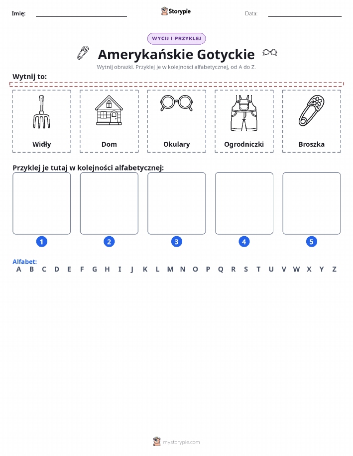 Wytnij i Wklej Alfabet