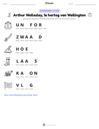 Arthur Wellesley, 1e hertog van Wellington afdrukbare werkblad voorbeeld