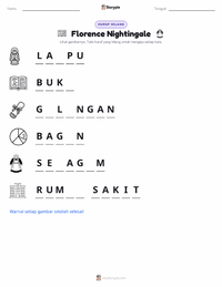 Prabaca lembar kerja cetak Florence Nightingale