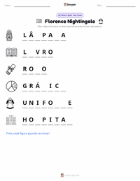 Prévia da folha de atividades imprimível Florence Nightingale