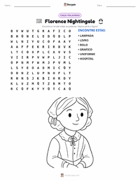 Prévia da folha de atividades imprimível Florence Nightingale