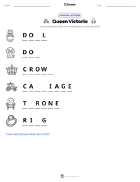 Queen Victoria printable worksheet preview