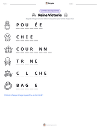 Aperçu de la feuille de travail imprimable Reine Victoria