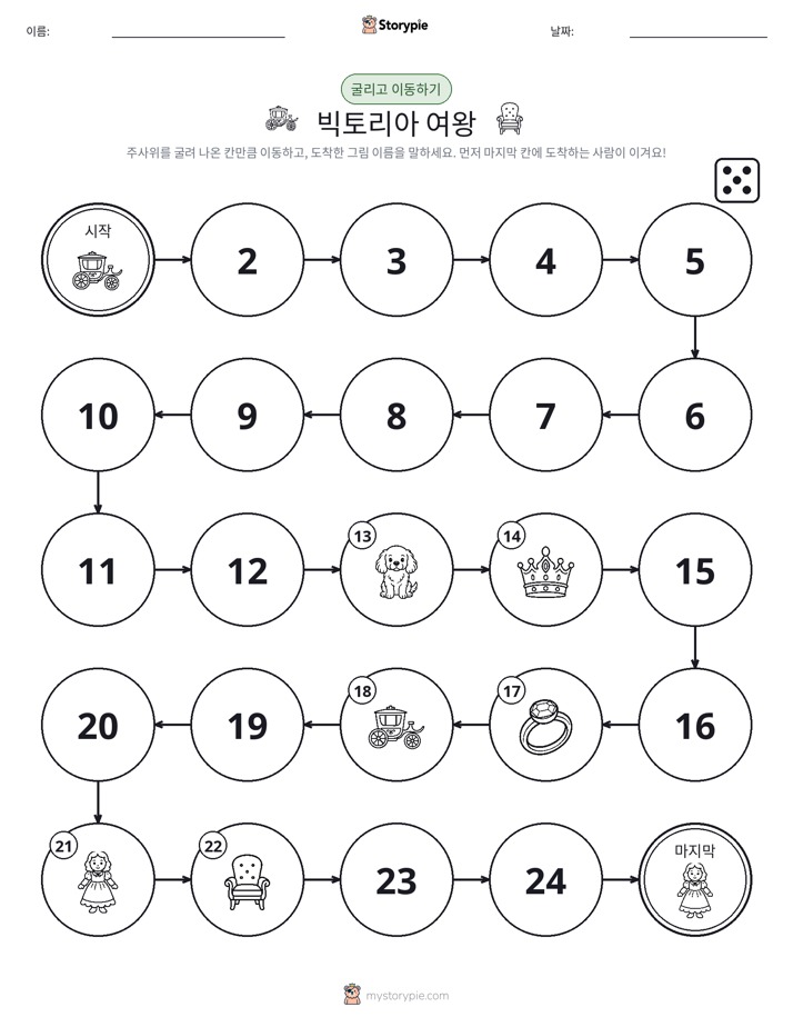 주사위 굴리고 이동하기 게임