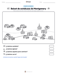 Vista previa de la hoja de trabajo imprimible de Boicot de autobuses de Montgomery
