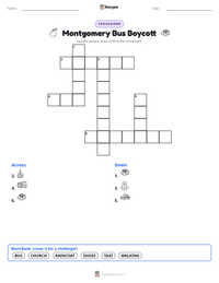 Montgomery Bus Boycott printable worksheet preview