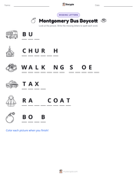 Montgomery Bus Boycott printable worksheet preview