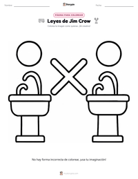 Página para colorear de Leyes de Jim Crow para niños