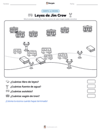 Vista previa de la hoja de trabajo imprimible de Leyes de Jim Crow