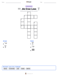 Jim Crow Laws printable worksheet preview