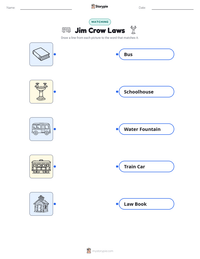 Jim Crow Laws printable worksheet for kids