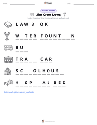 Jim Crow Laws printable worksheet preview