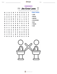 Jim Crow Laws printable worksheet preview