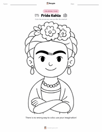 Frida Kahlo coloring page for kids