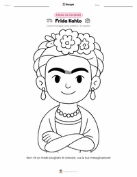 Pagina da colorare di Frida Kahlo per bambini