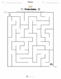 Frida Kahlo printable worksheet preview
