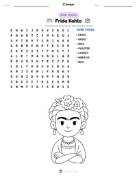 Frida Kahlo printable worksheet preview