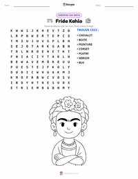 Aperçu de la feuille de travail imprimable Frida Kahlo