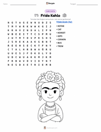 Prabaca lembar kerja cetak Frida Kahlo