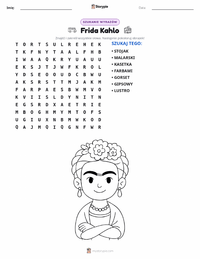 Podgląd drukowalnego arkusza ćwiczeń Frida Kahlo