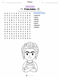 Prévia da folha de atividades imprimível Frida Kahlo