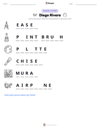 Diego Rivera printable worksheet preview